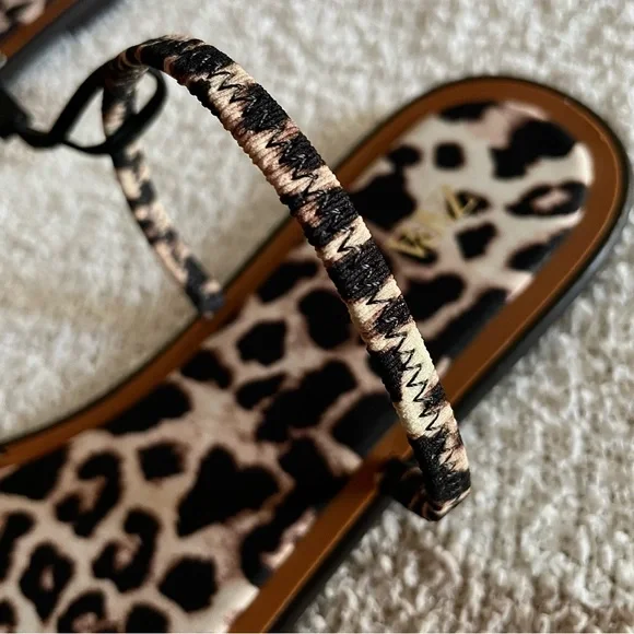 ZARA - Animal Leopard Print Bow Flat Sandals (7.5 US / 38 EUR) NWT - Picture 6 of 13